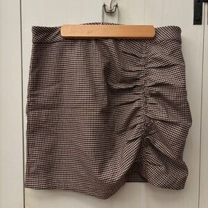 Free People Houndstooth Ruched Mini Skirt with Back Zipper Size 8